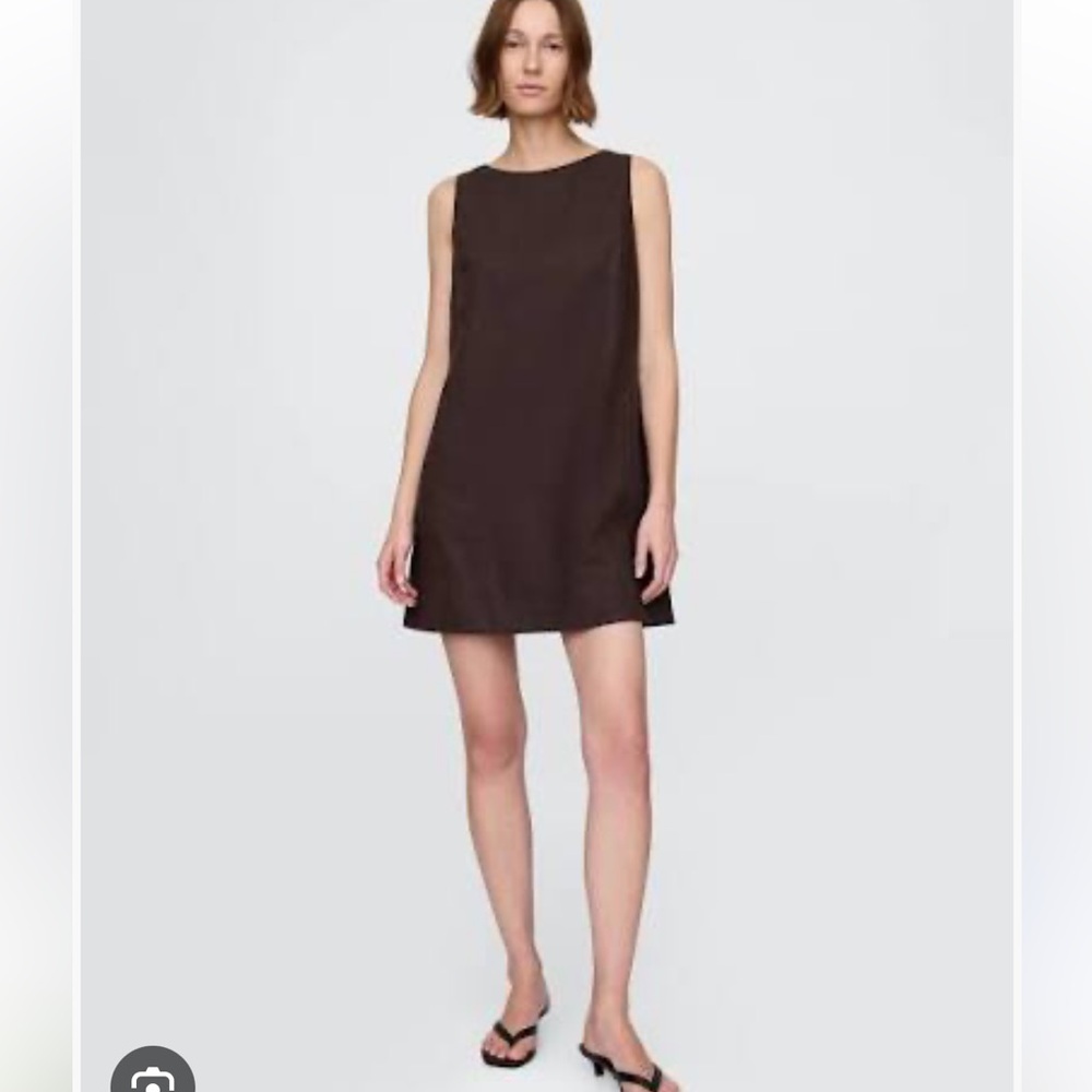 GAP Linen Blend Mini Shift Dress BROWN NWT MEDIUM